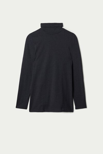 Maglia Manica Lunga Collo Alto Cotone Termico