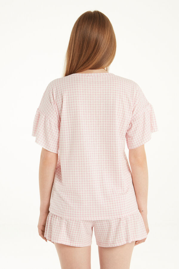 Short-Sleeved Short Cotton Pyjamas with Frill  