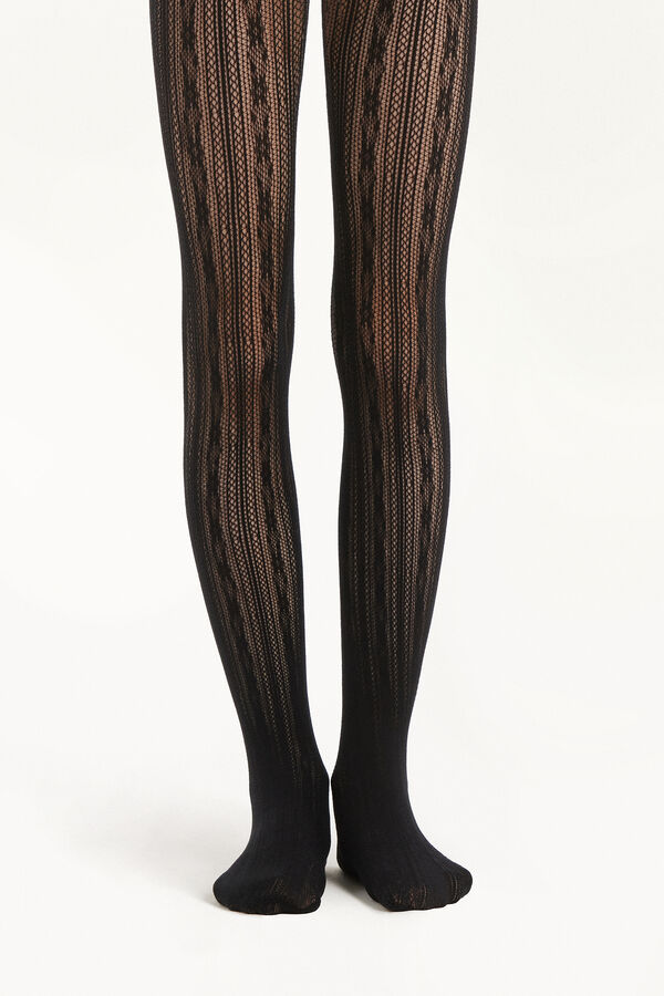 Girls’ Floral Striped Mesh Tights  