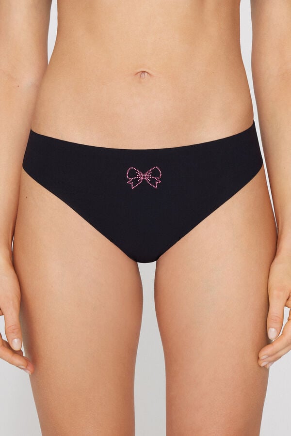 Laser Cut Microfibre Brazilian Briefs with Rhinestones  