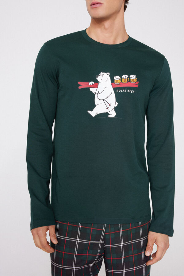 Long Heavy Cotton Pyjamas with Polar Bear Print  
