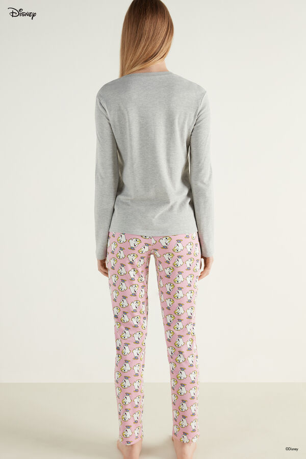 Long Cotton Pyjamas with Disney Beauty Chip Mug Print  