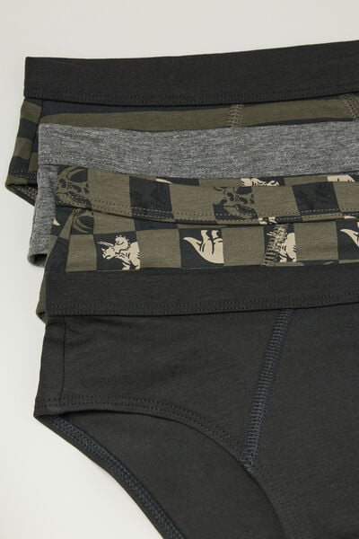 4 Paar Jungen-Slip aus Baumwolle mit Print