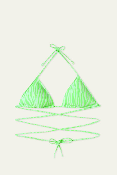 Háromszög Fazonú Vékony Szivacsos Bikinifelső Zöld Zebramintával