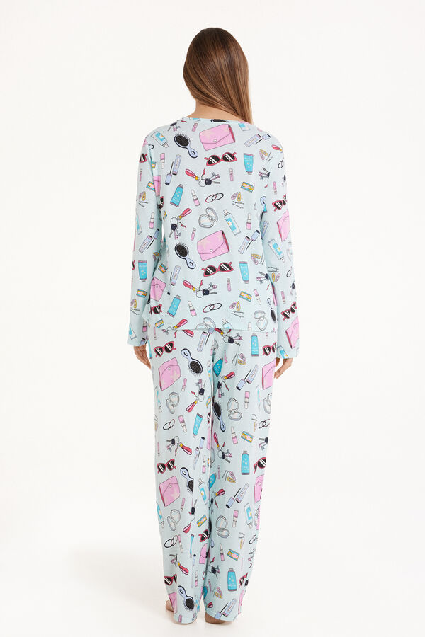 Langer Pyjama aus Baumwolle mit Beauty-Print  