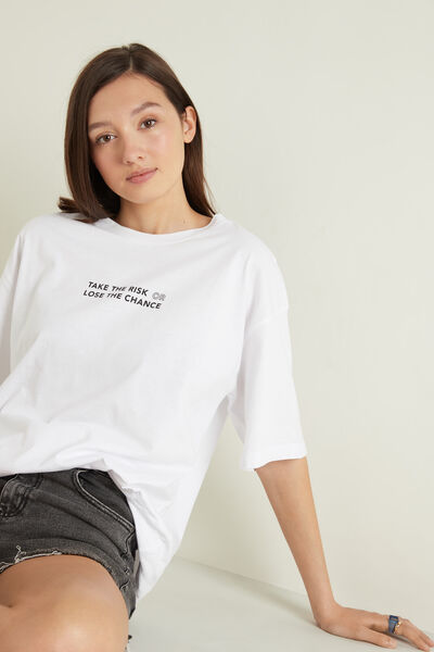Nyomott Mintás Oversize Pamut T-shirt