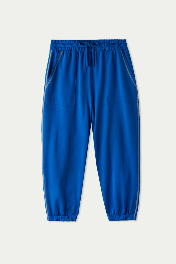 Fleece Trousers with Topstitching  