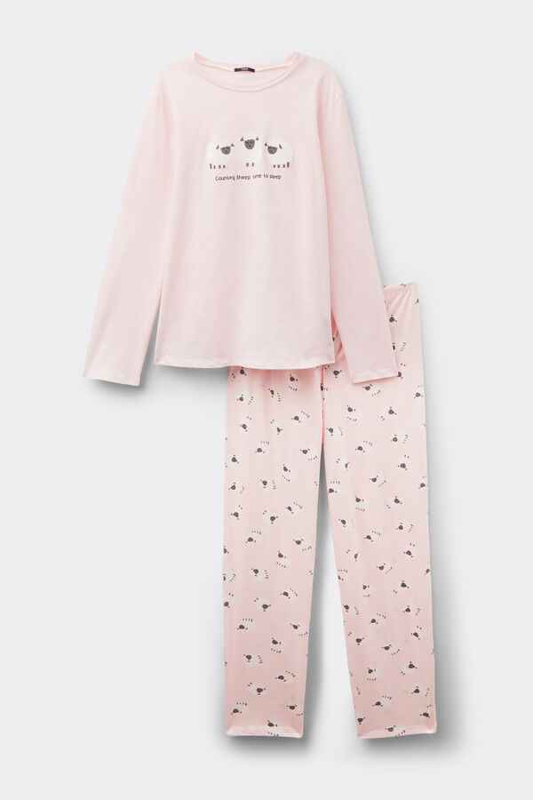 Sheep Print Long Cotton Pyjamas  