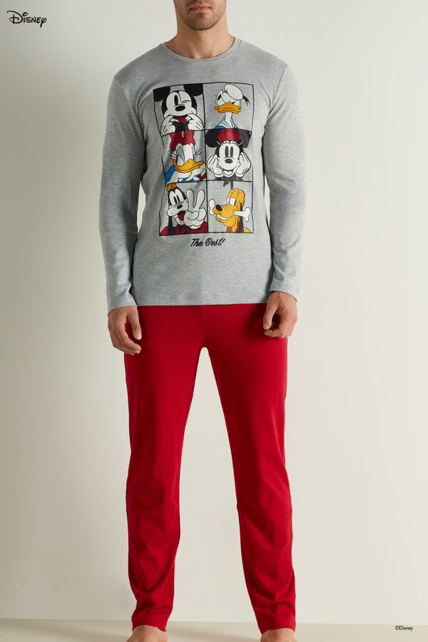 Men’s Long Cotton Pyjamas with Red Disney Print  