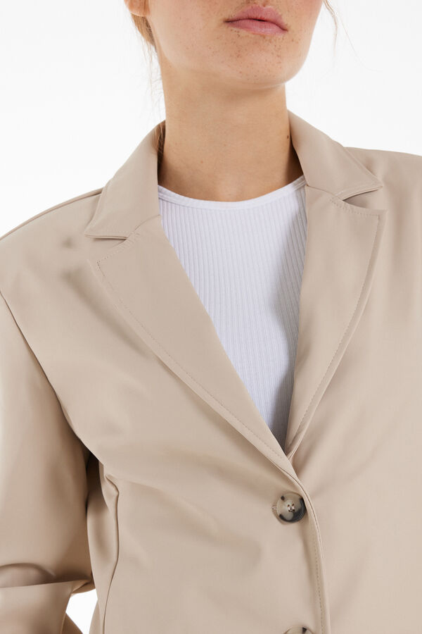 Opaque-Effect Coated Jacket/Blazer  