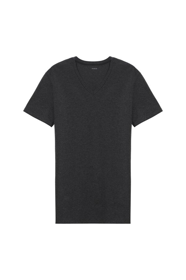 T-Shirt mit V-Ausschnitt aus Stretch-Baumwolle  