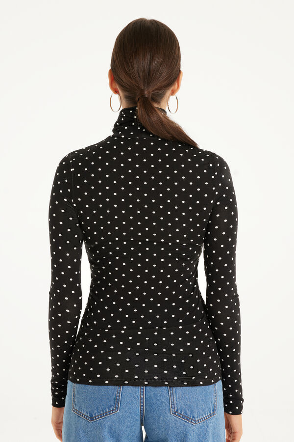 Printed Viscose Polo Neck Top  