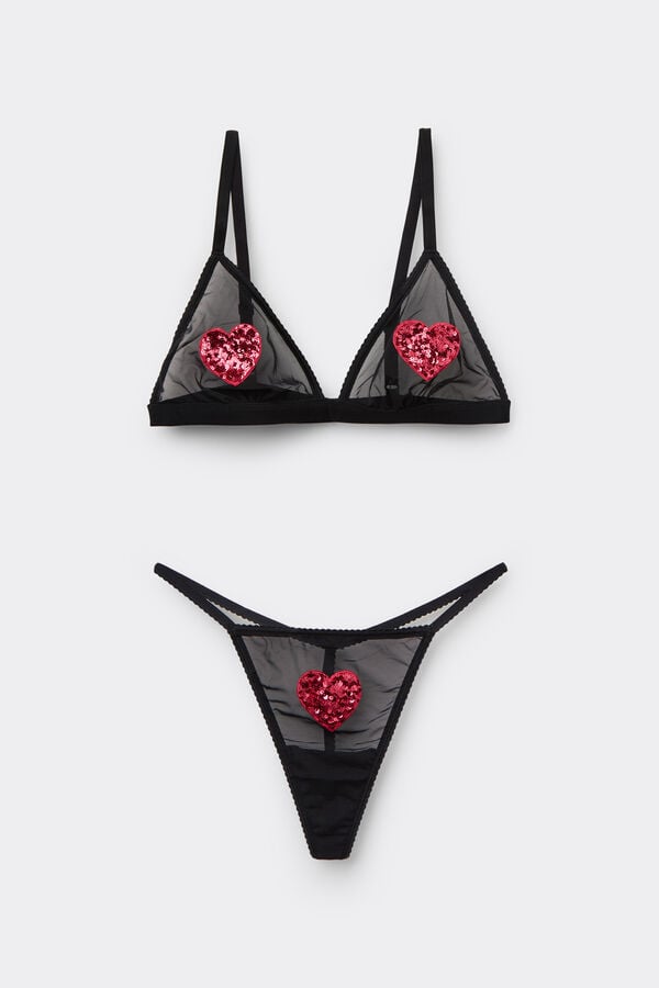 Heart Patch Triangle Bra/G-String Set  