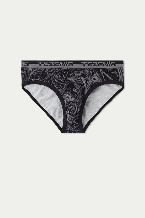 Printed Cotton Briefs with Logo Elastic Waistband  