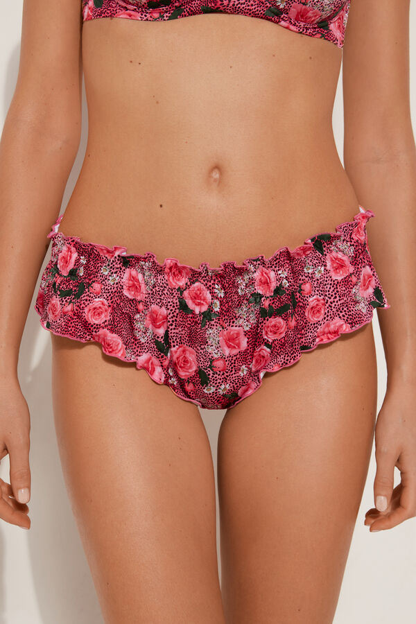 Culotte de Bikini estilo Braguita Brasileña Wild Roses  