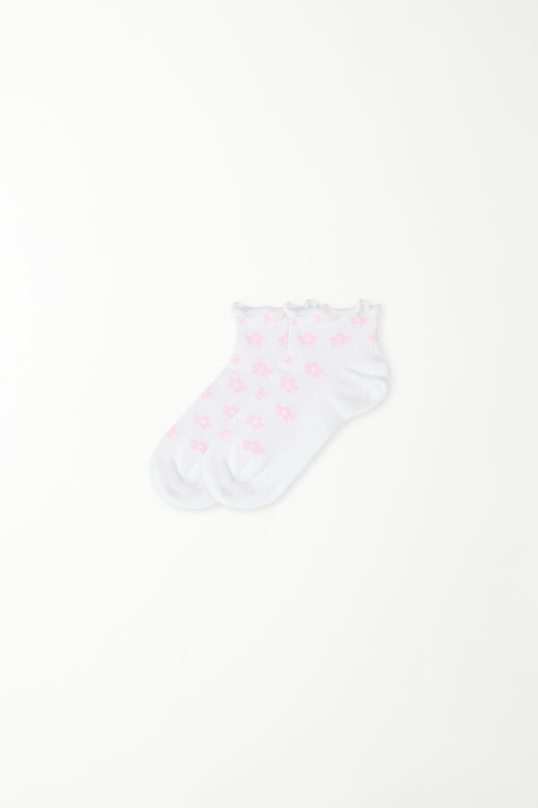 Girls’ Short Patterned Cotton Socks  