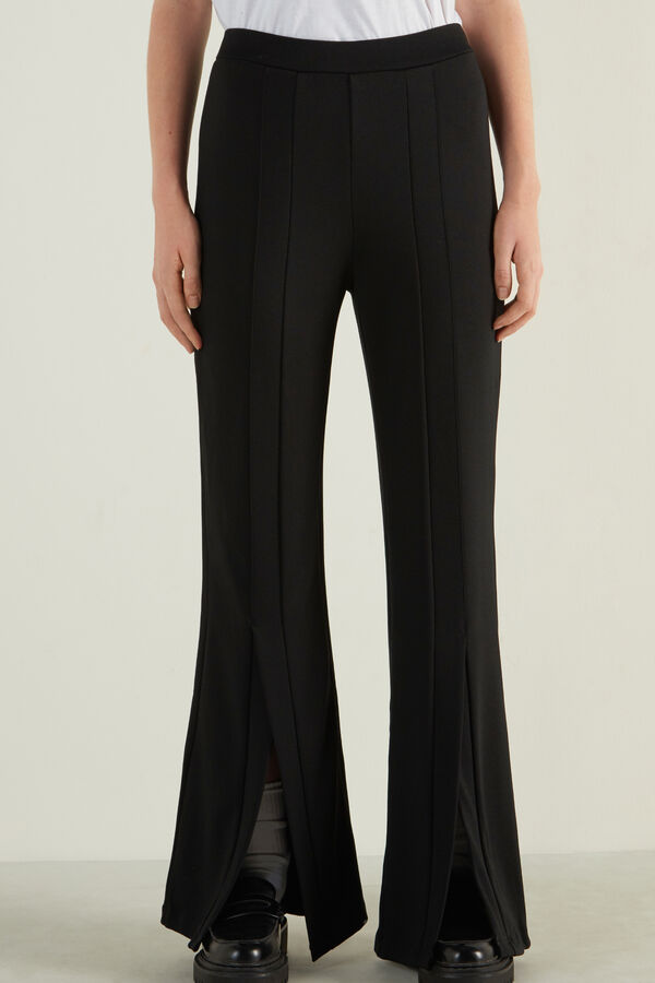 Milano Stitch Palazzo Trousers with Slits  
