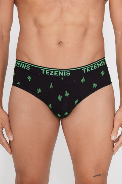 Printed Cotton Bikini Bottoms with Logo