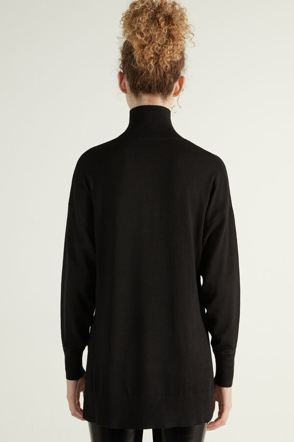 Long Sleeve Polo Neck Top with Slits  
