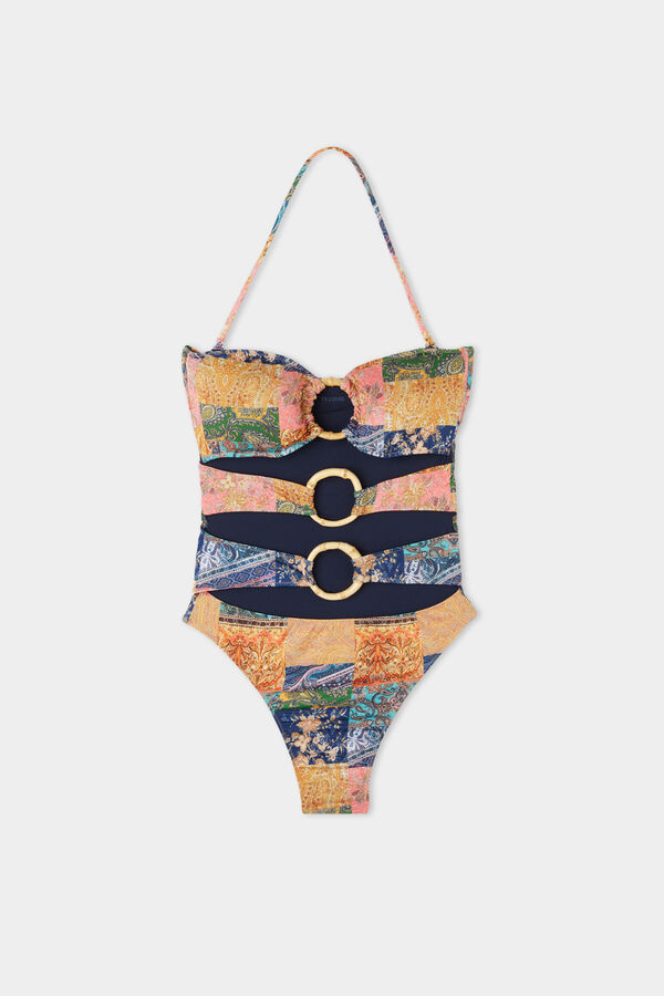 Chic Bamboo Bandeau One-Piece Swimsuit - | Tezenis