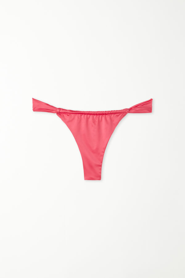 Shiny Summer Pink Sliding Brazilian Bikini Bottoms  