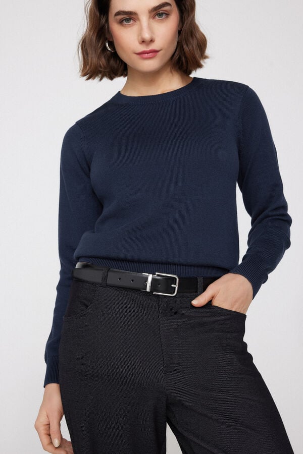 Fully-Fashioned Cotton and Modal Round Neck Jumper  