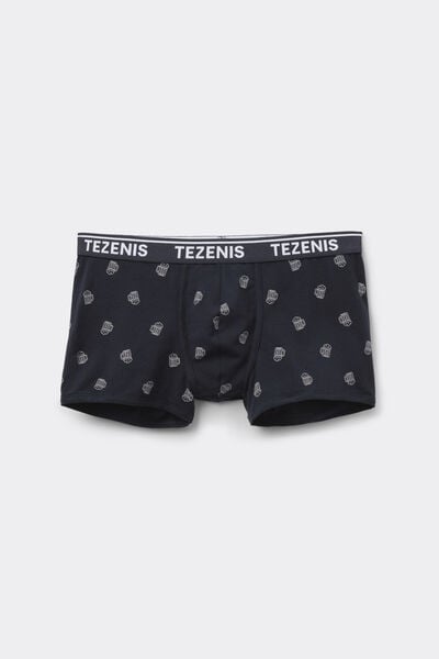 Printed Cotton Boxers with Contrasting Trim and Logo