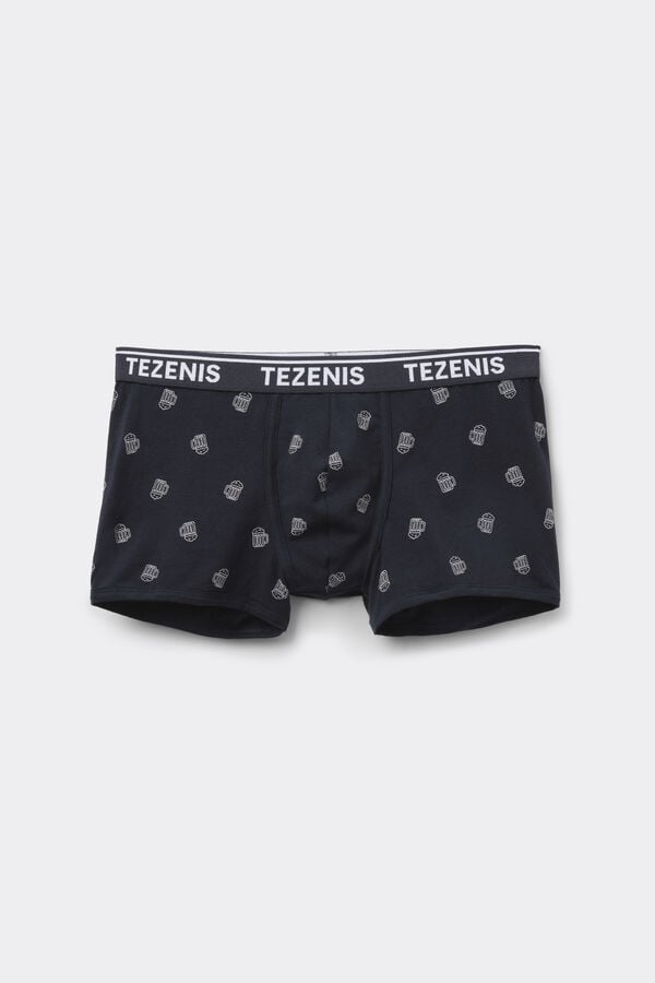 Printed Cotton Boxers with Contrasting Trim and Logo  