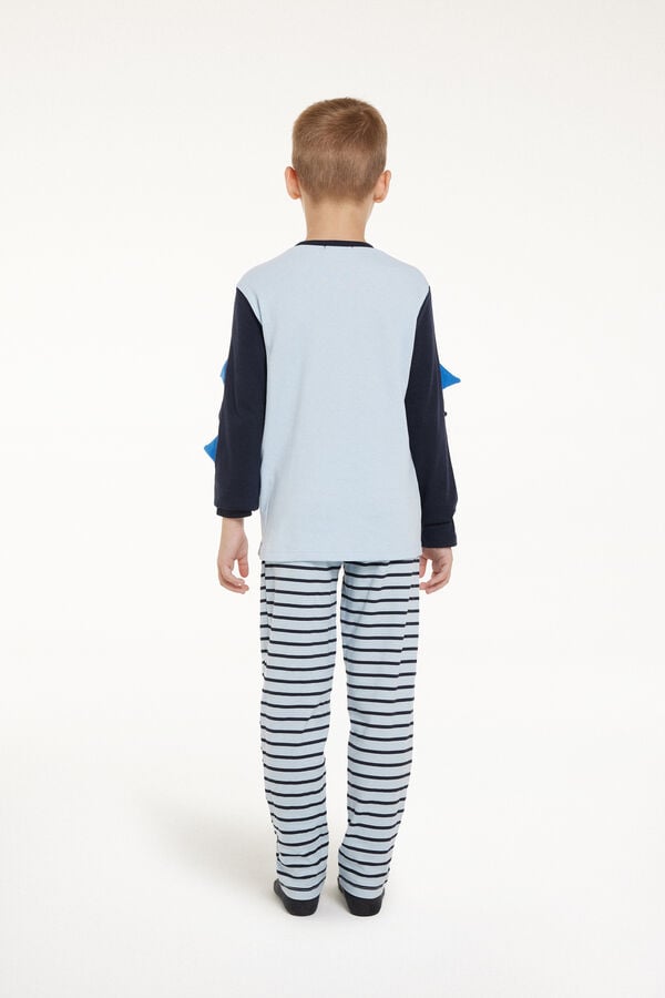 Langer Pyjama aus Baumwolle für Jungen mit T-Rex-Print  