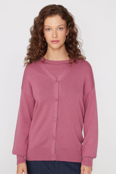 Cardigan in Cotone e Modal in Maglia Calata Scollo V