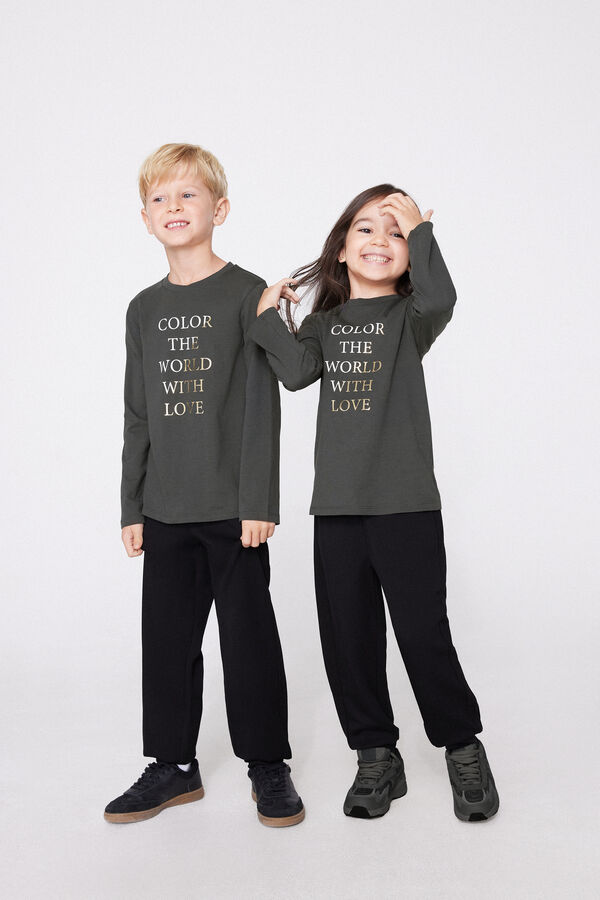 Maglia Manica Lunga Cotone Stampato Bimbi Unisex  