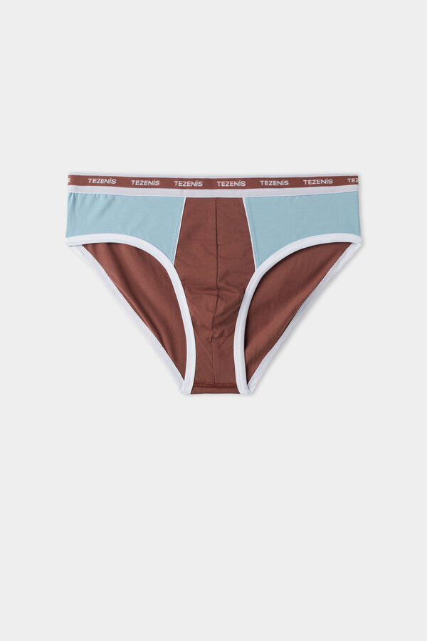 Two-Tone Cotton Briefs with Elasticated Logo Waistband  
