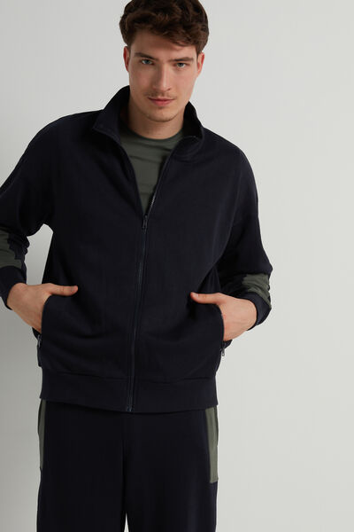 Color Block Long-Sleeve Zip-Up Sweatshirt