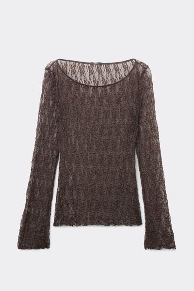 Wide Long-Sleeved Lace Top