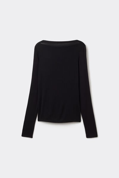 Maglia Maniche Lunghe Scollo Barchetta Viscosa