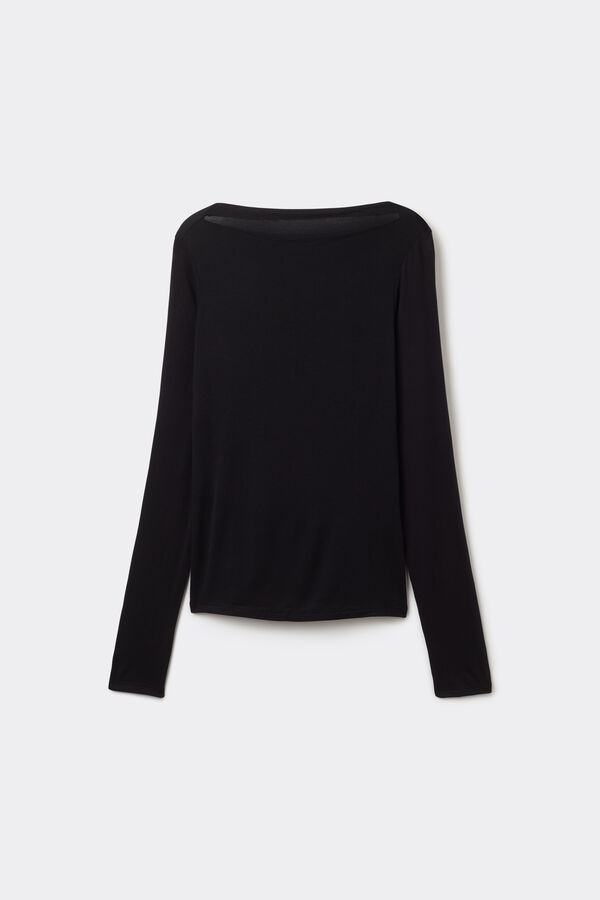 Maglia Maniche Lunghe Scollo Barchetta Viscosa  