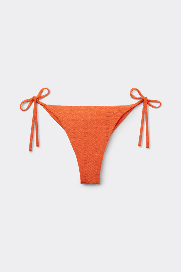Orange Sparkling Touch Tie Brazilian Bikini Bottoms  