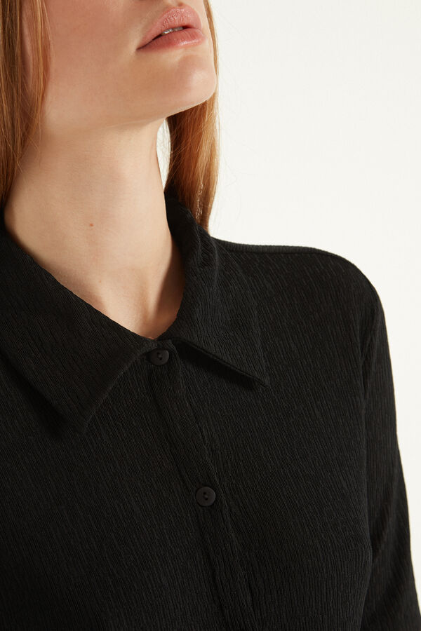 Long-Sleeved Crepe Shirt  