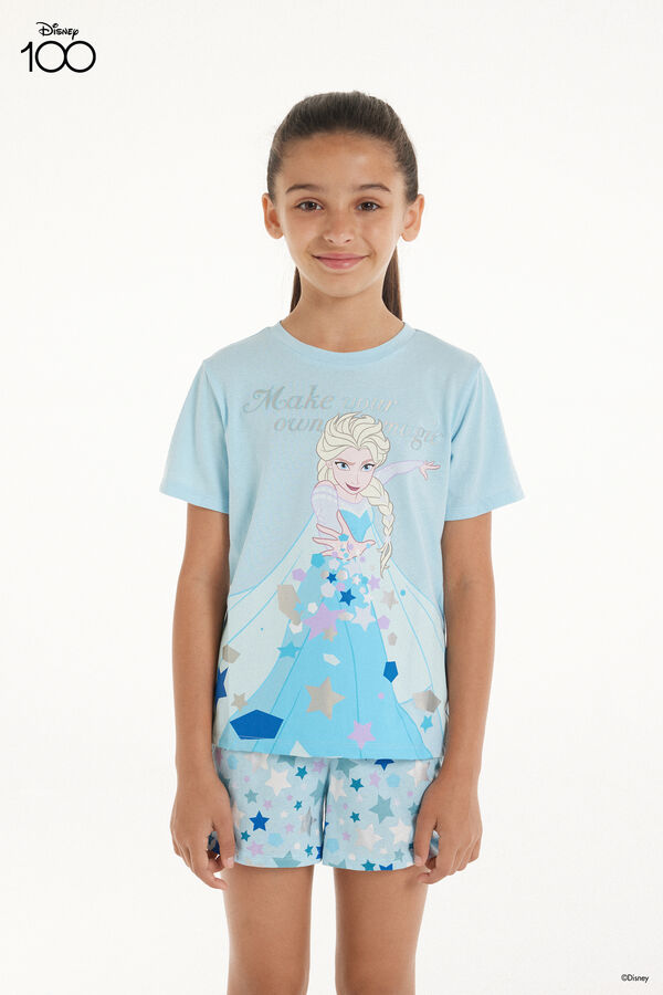 Pijama Curto em Algodão Estampado Disney Frozen Elsa  