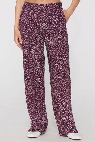 Długie Proste Spodnie z Pł&oacute;ciennej Tkaniny Wiskozowej