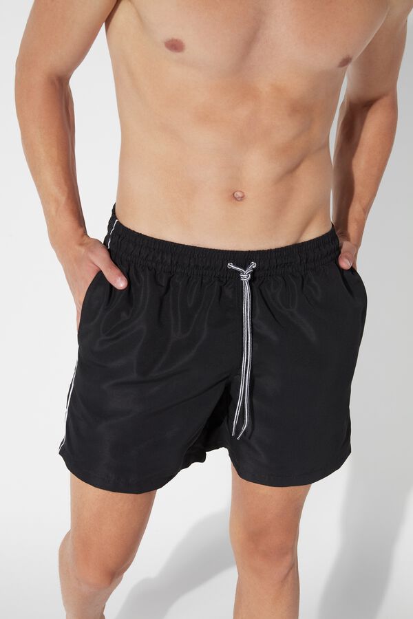 Fabric Swim Trunks with Piping  