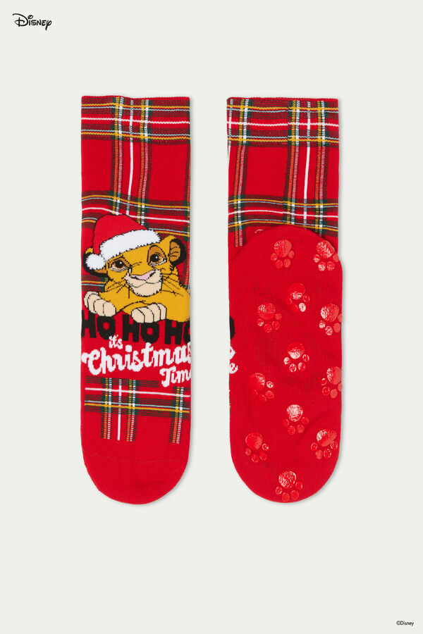 Men’s Non-Slip Socks with Disney Lion King Christmas Print  