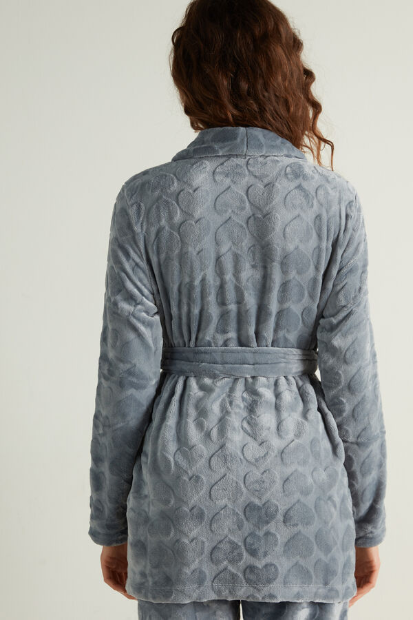 Fleece Robe with Devoré Heart Print  