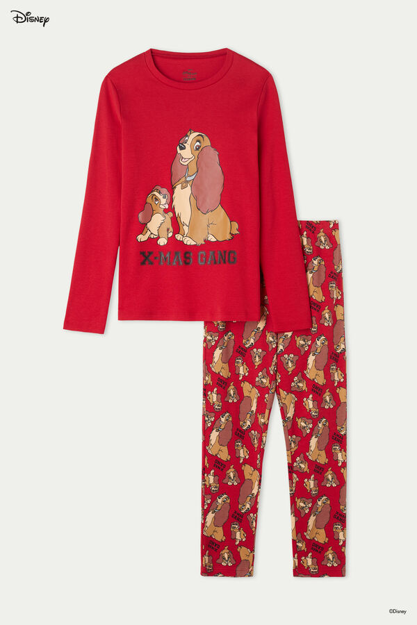 Girls’ Red Disney Lady Print Long Pyjamas  