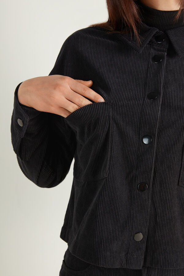Cropped Long Sleeve Velvet Needlecord Shirt  