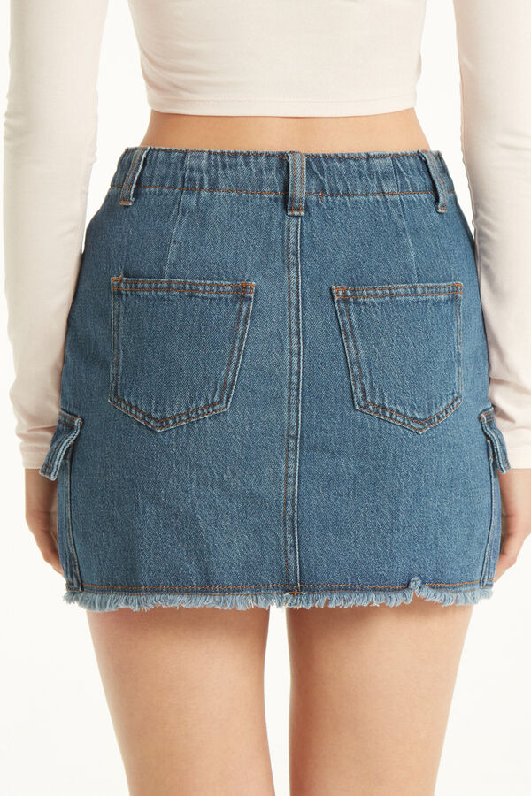 Denim Cargo Mini Skirt  