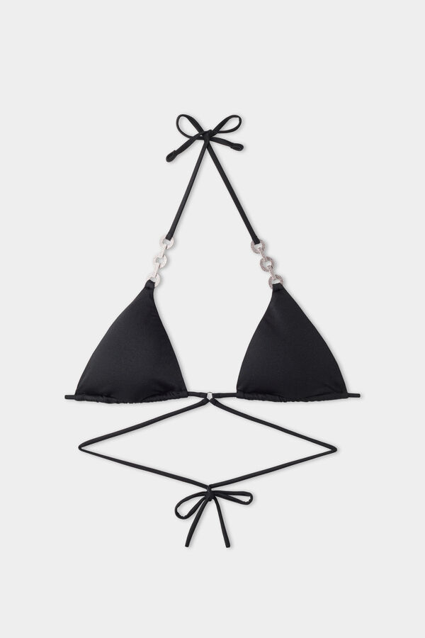 Crystal Chain Triangle Bikini Top with Removable Cups  