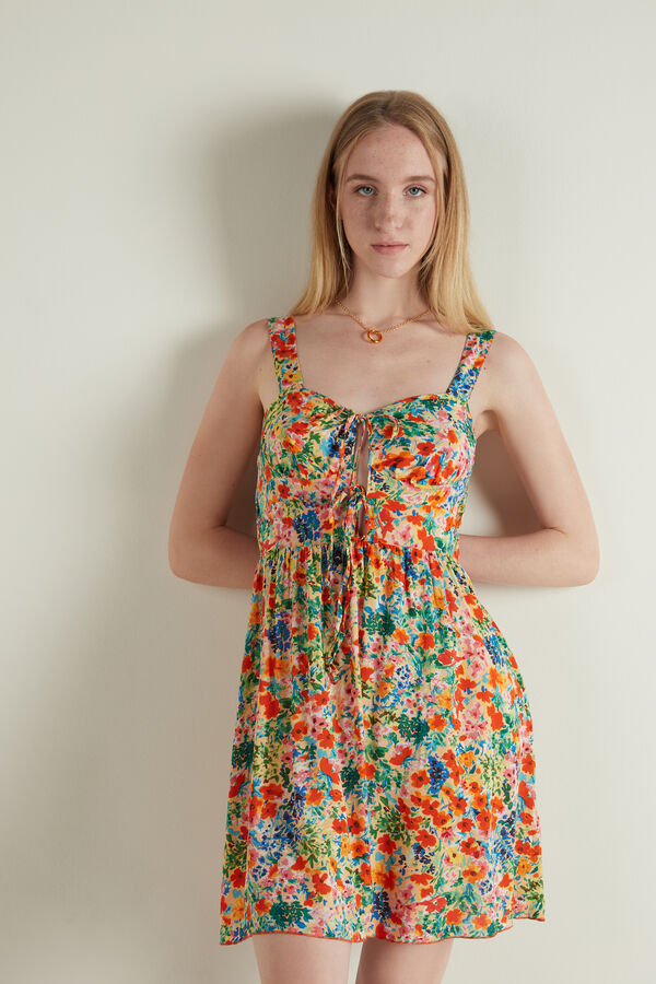 Sleeveless Canvas Dress with Ties  