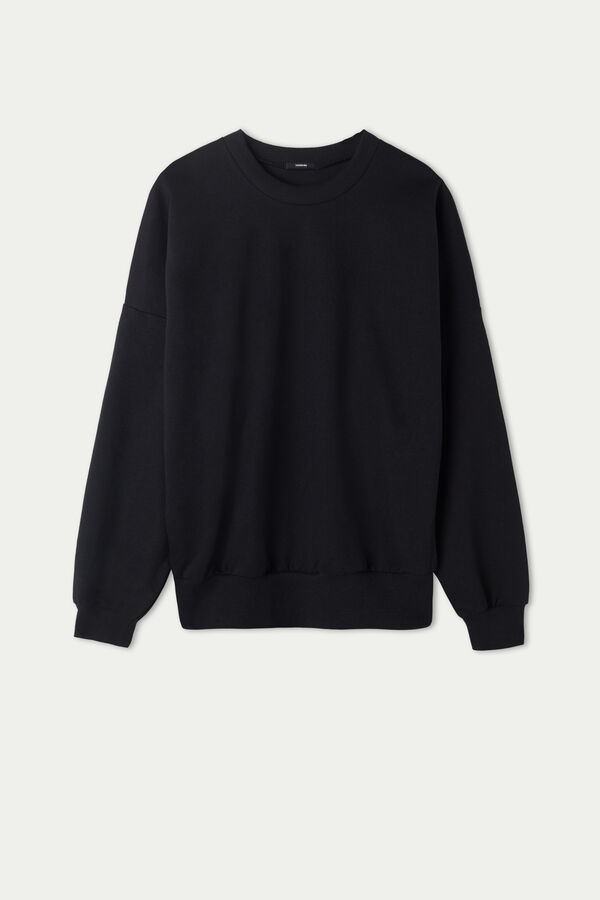 Single Color Dropped Shoulder Cotton Sweatshirt  
