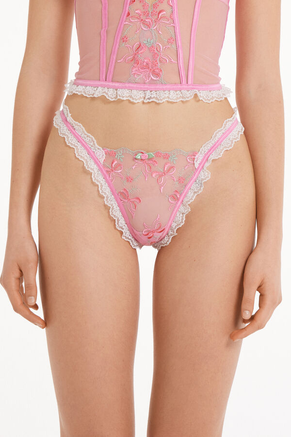 Pink Candy Lace String Thong  